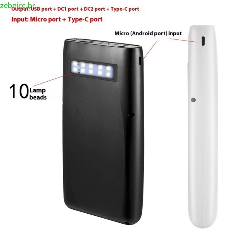 Caixa Plástica PowerBank zebeicc Saídas DC5 5x2 1mm DC4x1 7mm Para Pequenos Eletrodomésticos