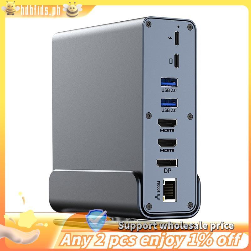 Estação De Acoplamento 15 Em 1 USB-C 4K HD Hub Vertical Com Monitor Triplo , RJ4