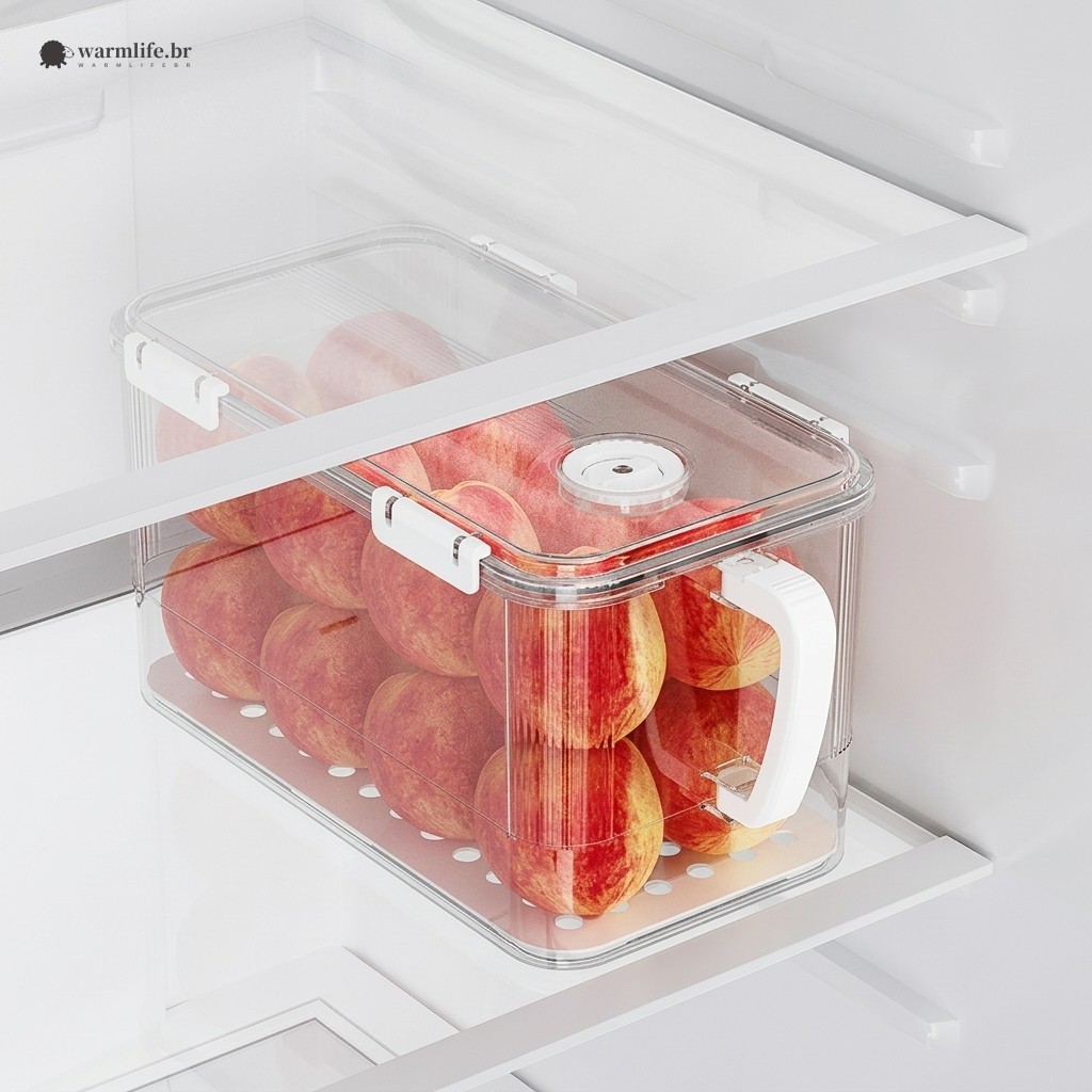 Caixas Organizadoras De Geladeira Transparentes De Qualidade Alimentar Com Alça Recipiente Hermético De Armazenamento De