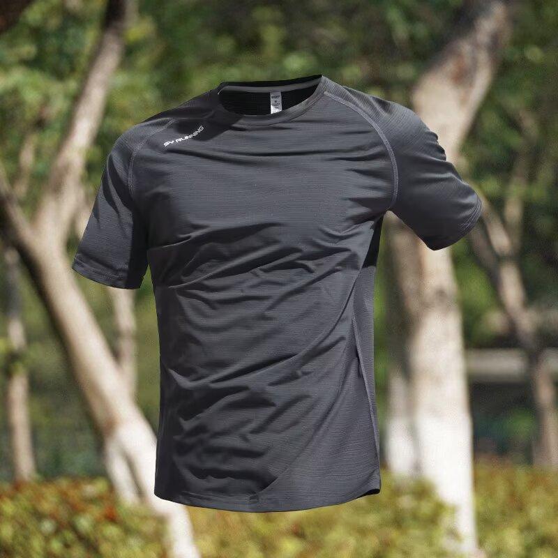 Camiseta masculina de seda gelo verão leve respirável de secagem rápida manga curta solta esportes ao ar livre lazer Fit