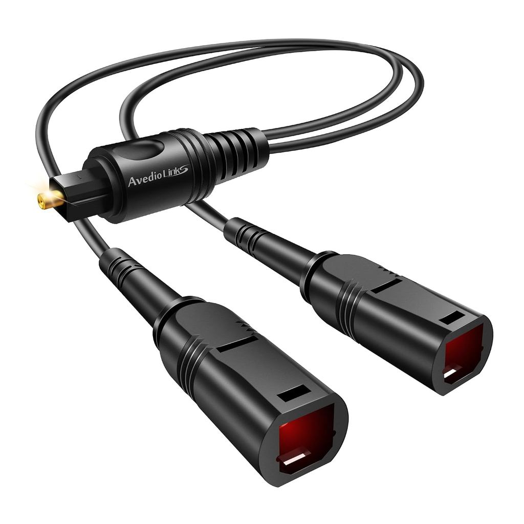 avedio links Divisor de Cabo de Áudio Óptico 1 Entrada 2 Saídas, Divisor de Áudio Digital de Fibra Óptica Toslink 1 Entr