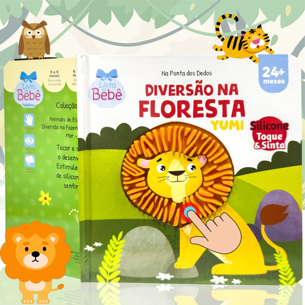 Livro Infantil do Bebê Toque E Sinta Diversão na Floresta Livro Sensorial Textur