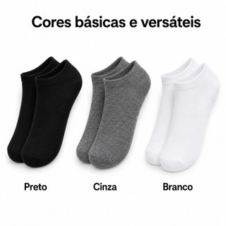 Kit com 3 pares de meias soquete. Meias curtas UNISSEX do 38 ao 46. Meias masculinas e femininas.