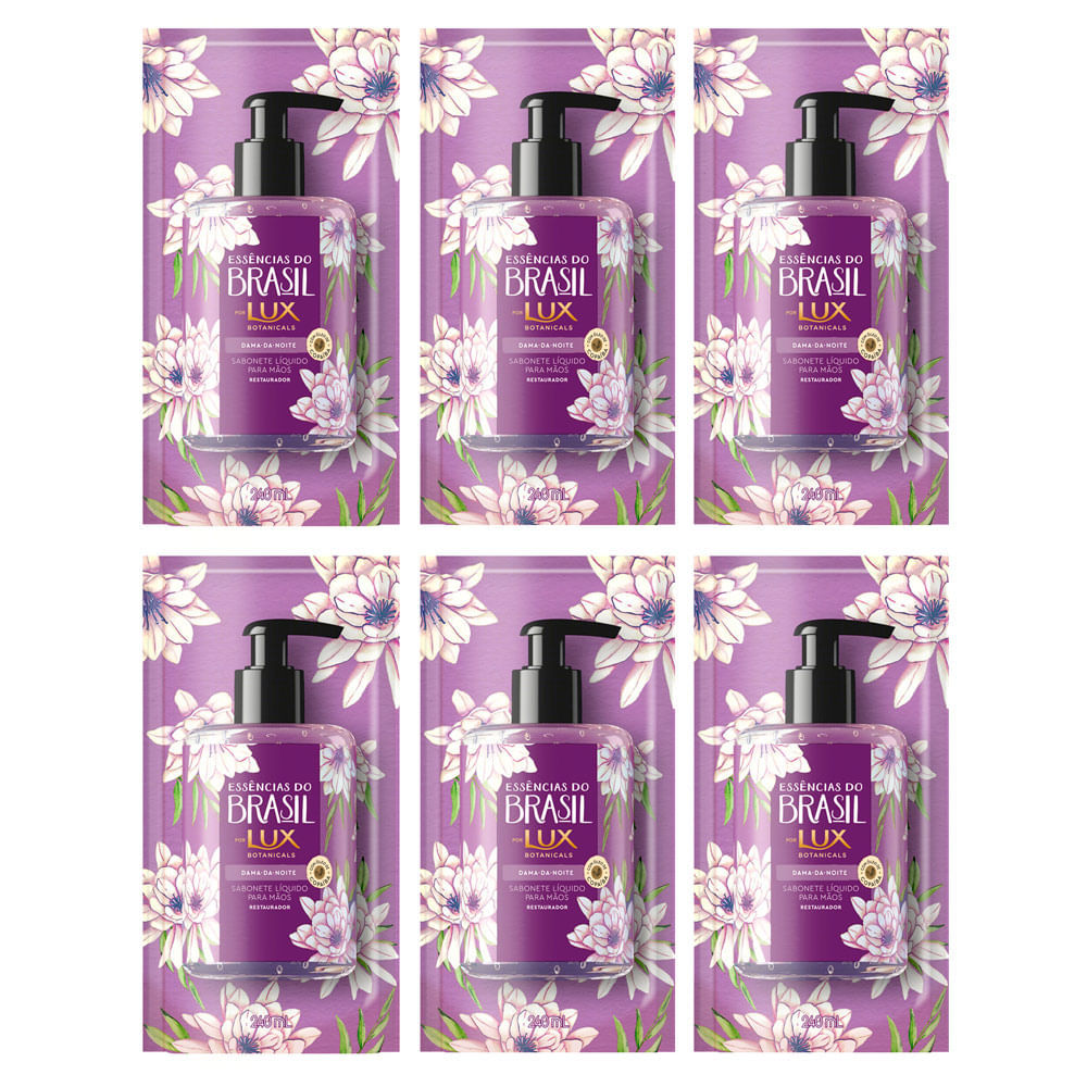 Kit 6 Sabonete Líquido Refil Lux Essências do Brasil Dama-da-Noite 240ml