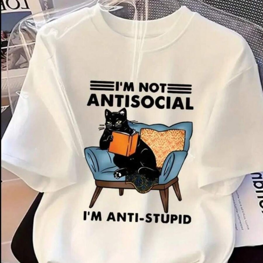 Camiseta feminina unissex 100% algodão confortável modelo ante so  moda verão gatinho Moda Camisa  Camiseta  Estampada