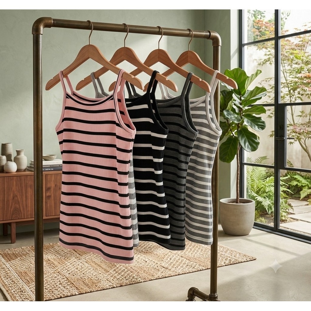 blusa blusinha feminina listrada alça regata canelada elasticidade cores top estilo