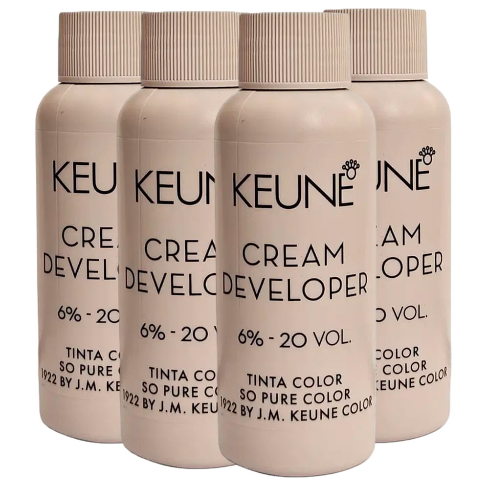 Kit 4 Cremes Oxidantes 6% Keune Tinta Developer 20 Vol 60ml