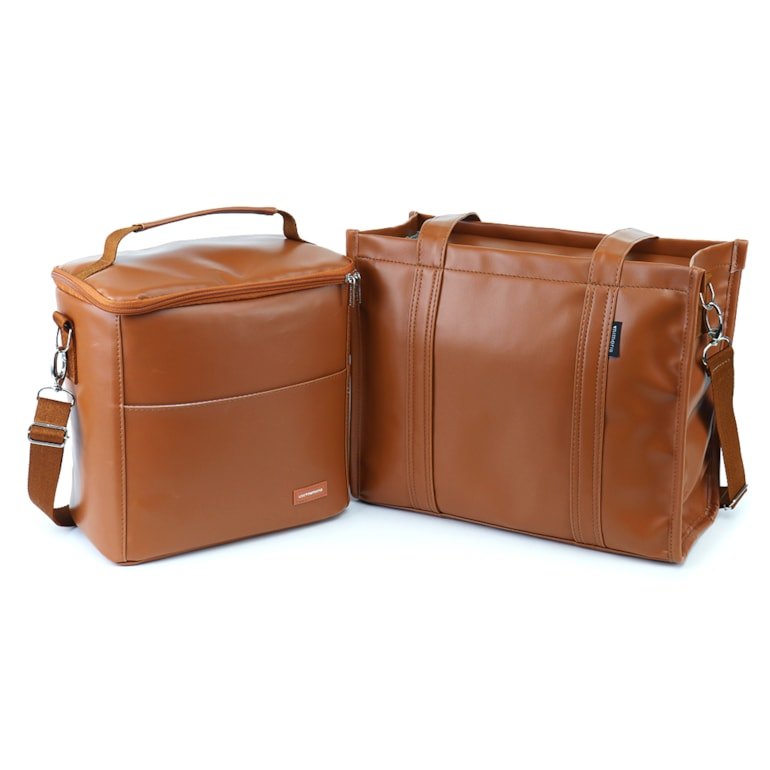Kit Bolsa Tote Midi com Alça + Térmica Move Grande Caramelo