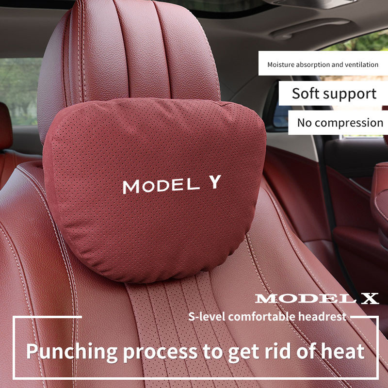 Encosto De Cabeça Do Carro Cintura Resto Para Tesla Modelo Y X Auto Pescoço Apoio Assento Almofada Lombar Macio Travesse