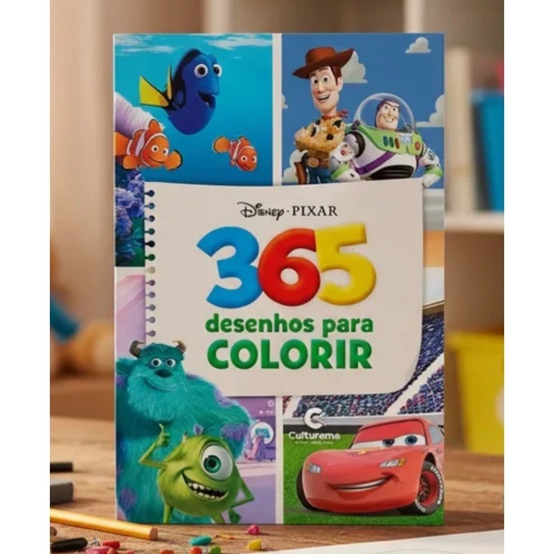 Livro Para Colorir 365 Desenhos Disney Pixar Infantil