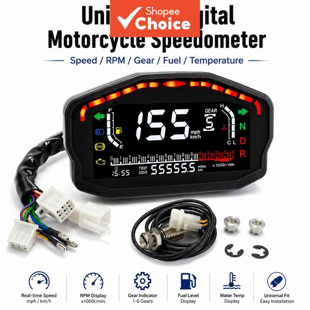 Universal Digital LED Velocímetro Tacômetro Painel Rpm Medidor Para Motocicletas