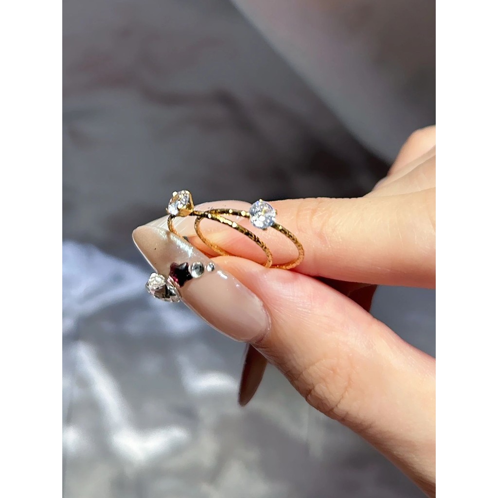 Retenção de cor High-End nicho luz luxo Mini pequeno anel de diamante anel de diamante feminino zircão anel único All-Ma