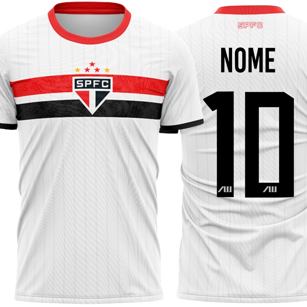 Camisa São Paulo FC Stencil Home Adulto Personalizada Nome + Numero Original