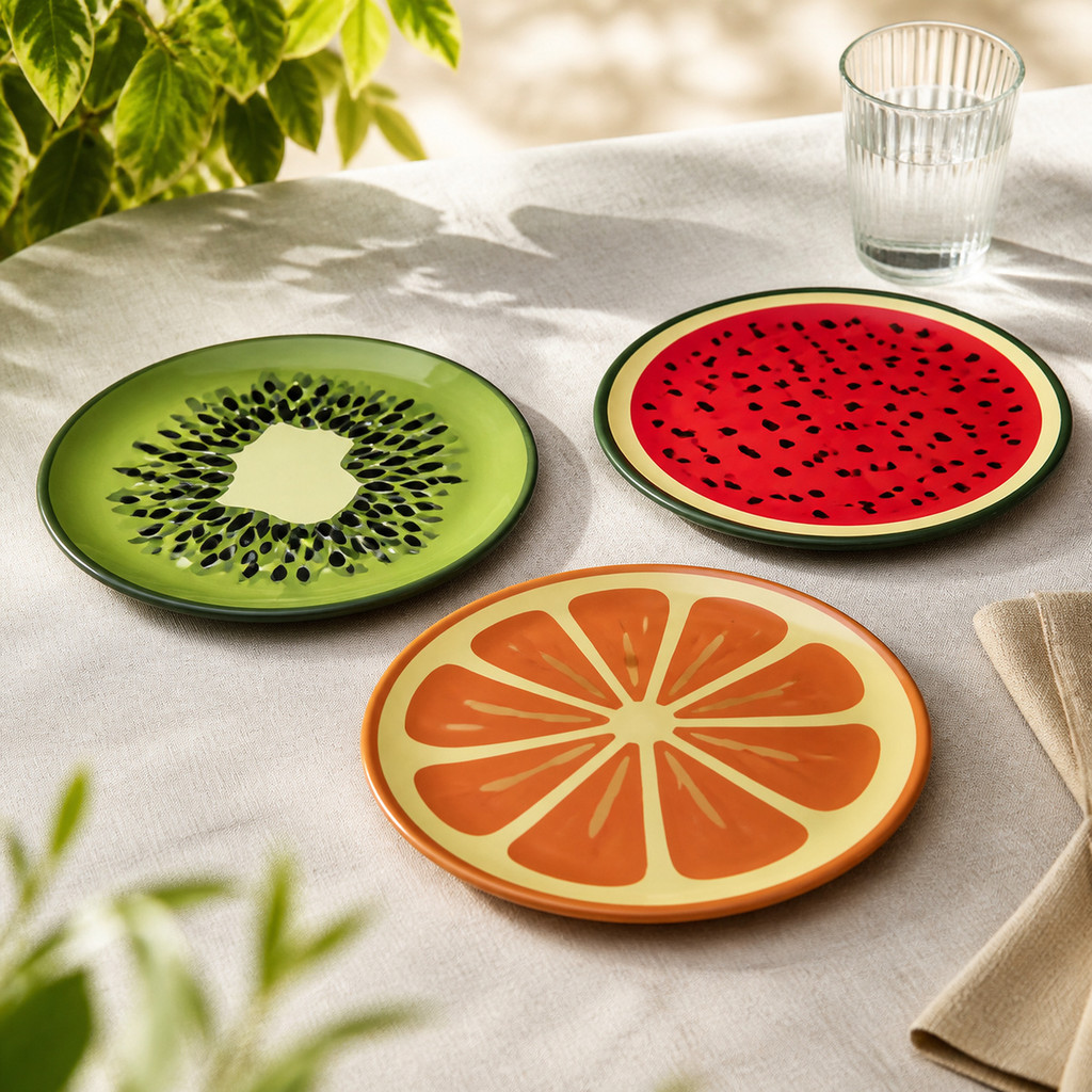 Prato Raso De Melamina Frutas Colorido 25cm Hauskraft