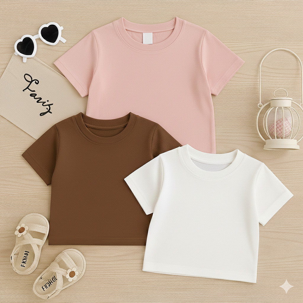 Kit 3 Camiseta Básica Lisa Infantil Junvenil Menino Blusa Menina Gola Redonda