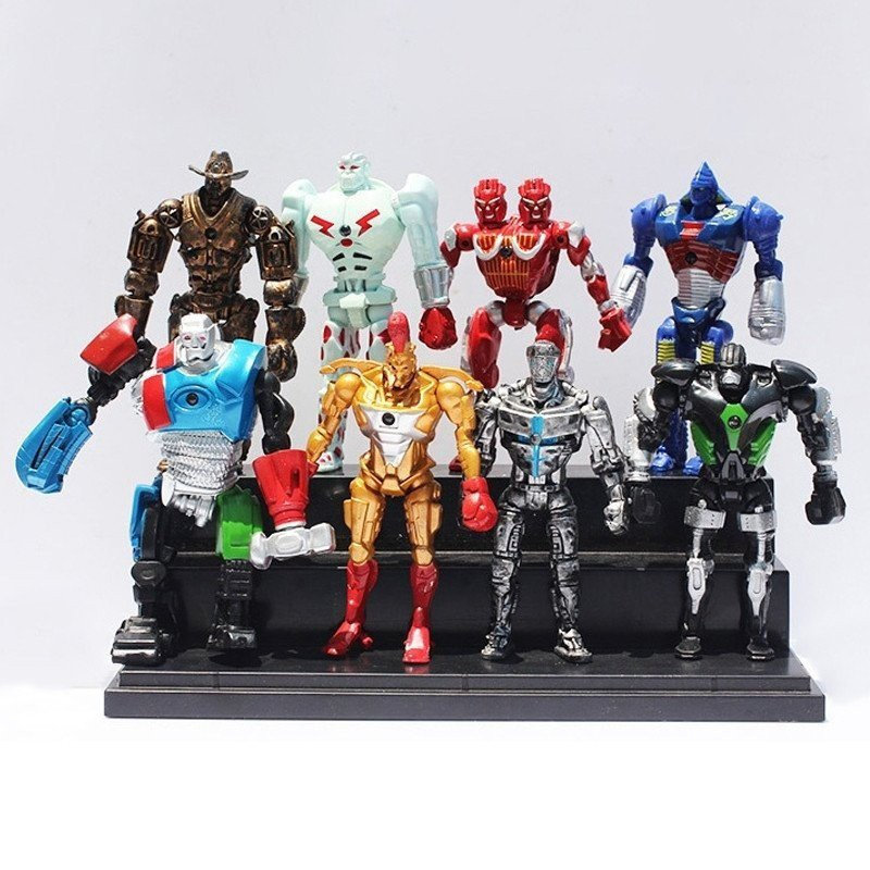 8Pçs/Conjunto Brinquedos de Ação em Aço Genuine Figuras de Filme Atom Zeus Cidades Gêmeas Midas Robô PVC 13cm Anime Brin