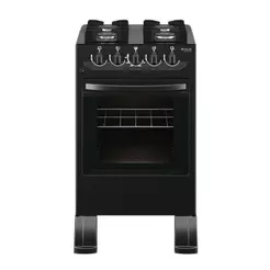 Fogão Piso 4 Bocas Gás Braslar Carina Mesa Vidro Acendimento Automático Preto Bivolt