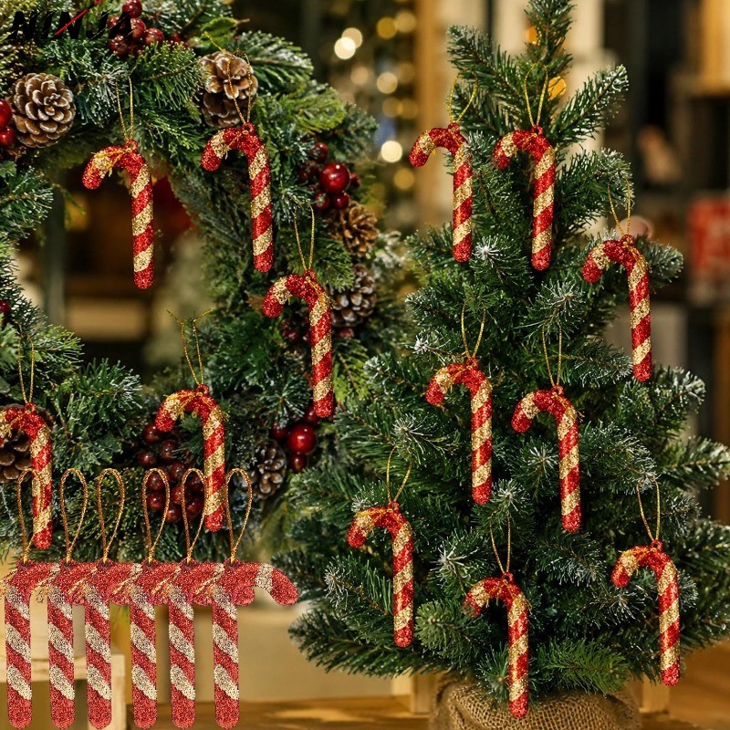 [Extreme] 30-6 Unidades De Enfeites Pendurados De Bastão De Doces De Natal-Pingentes De Bengala De Mini Árvore De Plásti