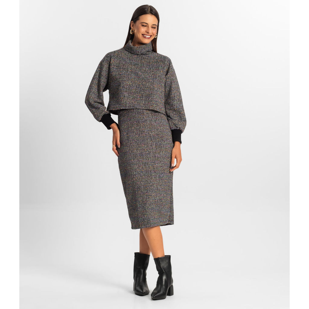 Saia Feminina Midi Rovitex Preto