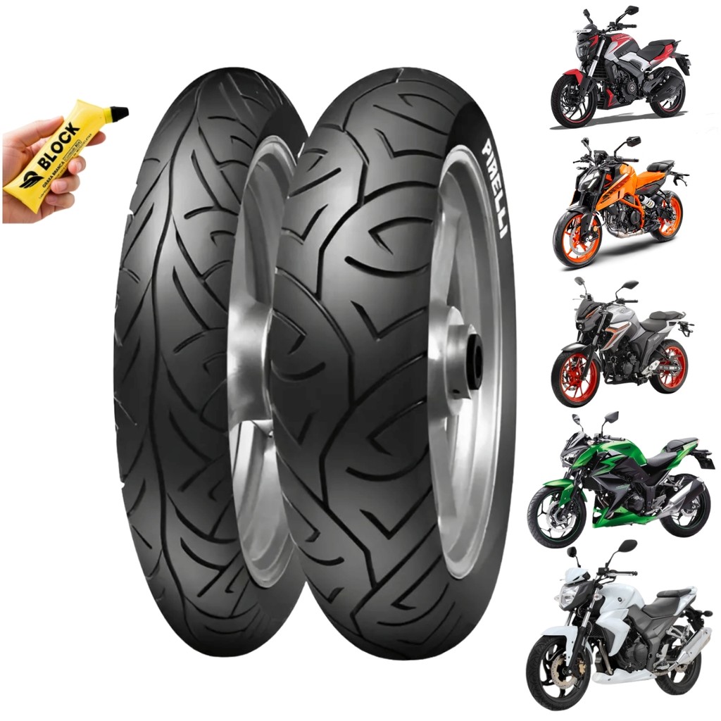 Par Pneu Pirelli Sport Demon 110-70-17 54H + 140-70-17 66H Original Yamaha Mt03 Fz25 R3 Honda z400 Twister 250 + Brinde