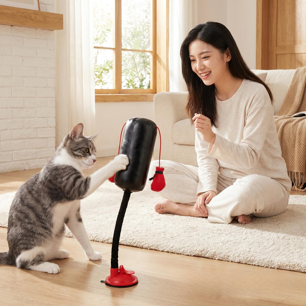 Luvas de boxe para gatos, brinquedos para gatos, ventosa, coluna, suprimentos para animais de estimação, brinquedos
