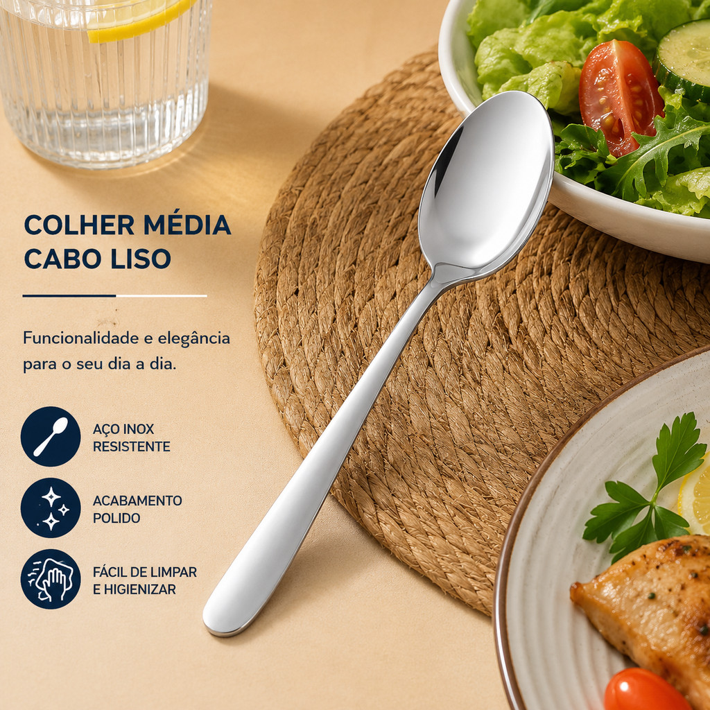 Kit C/ 6 Colher Talher Aço Inox Alta Qualidade