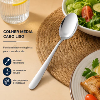 Kit C/ 6 Colher Talher Aço Inox Alta Qualidade