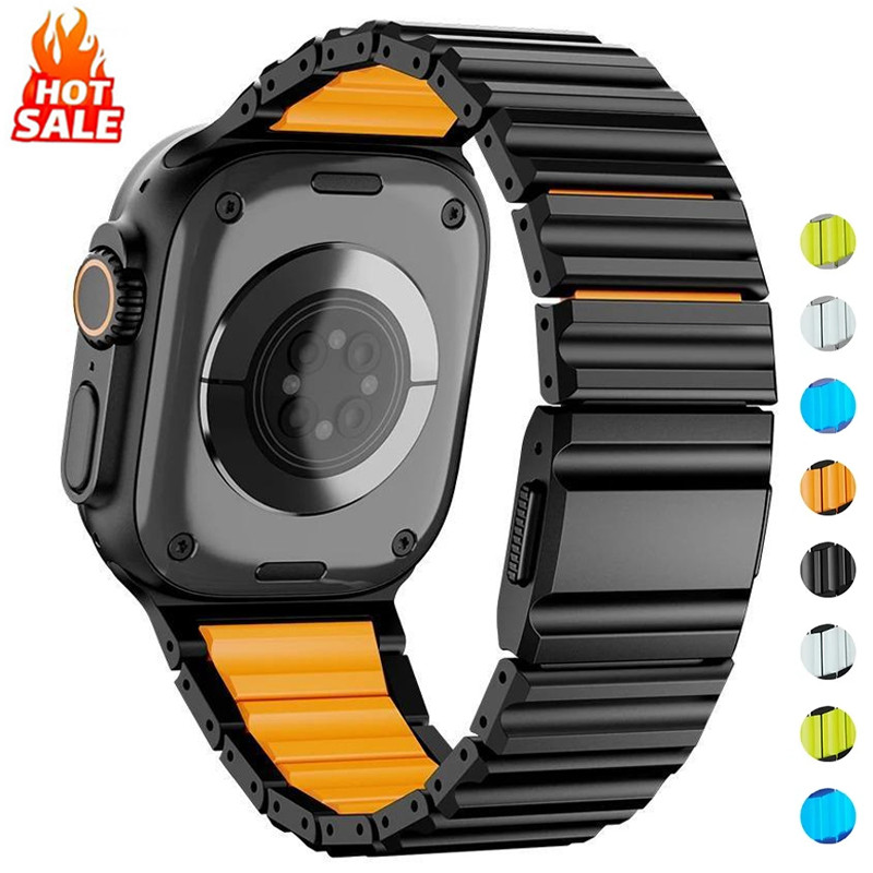Pulseira Magnética De Titânio De Metal Compatível Com Apple Watch Ultra 3 2 49mm