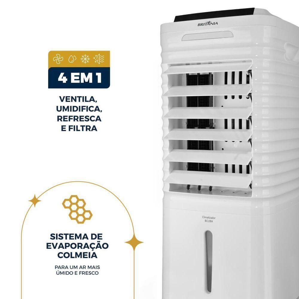 Climatizador de Ar Britânia 8L 4 em 1 com Umidificador Purificador Oscilação Timer Controle Remoto 220V — imagem 2 de 2