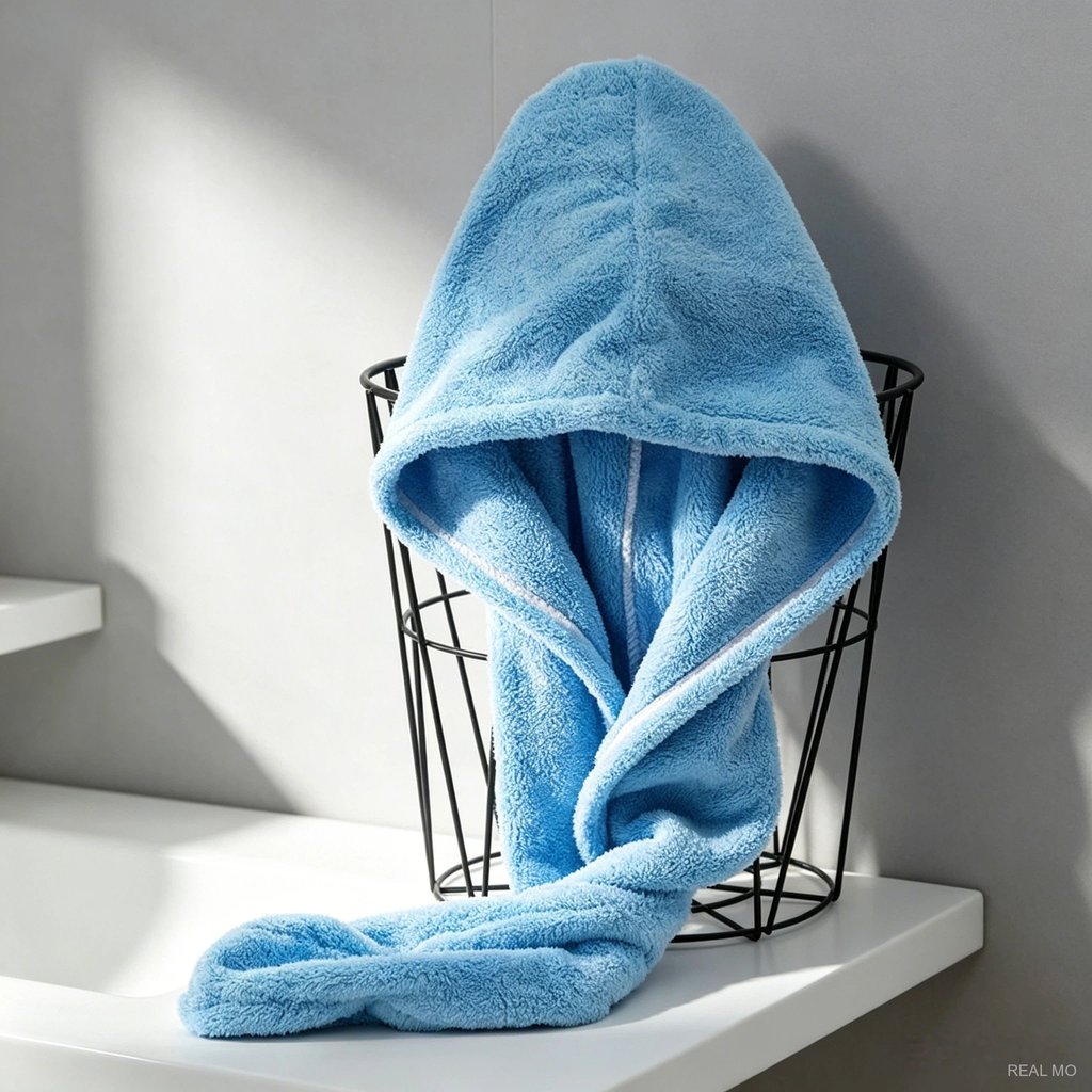 5 Pcs Toalha De Cabelo Absorvente Azul Confortável E Macia Enfeite Encantador