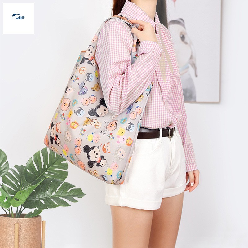 Sacola De Compras Dobrável De Nylon-Portátil Médio , Resistente À Água , Ecológica