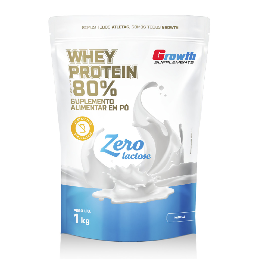 Whey Protein Concentrado Zero Lactose 1kg Growth Supplements - Natural