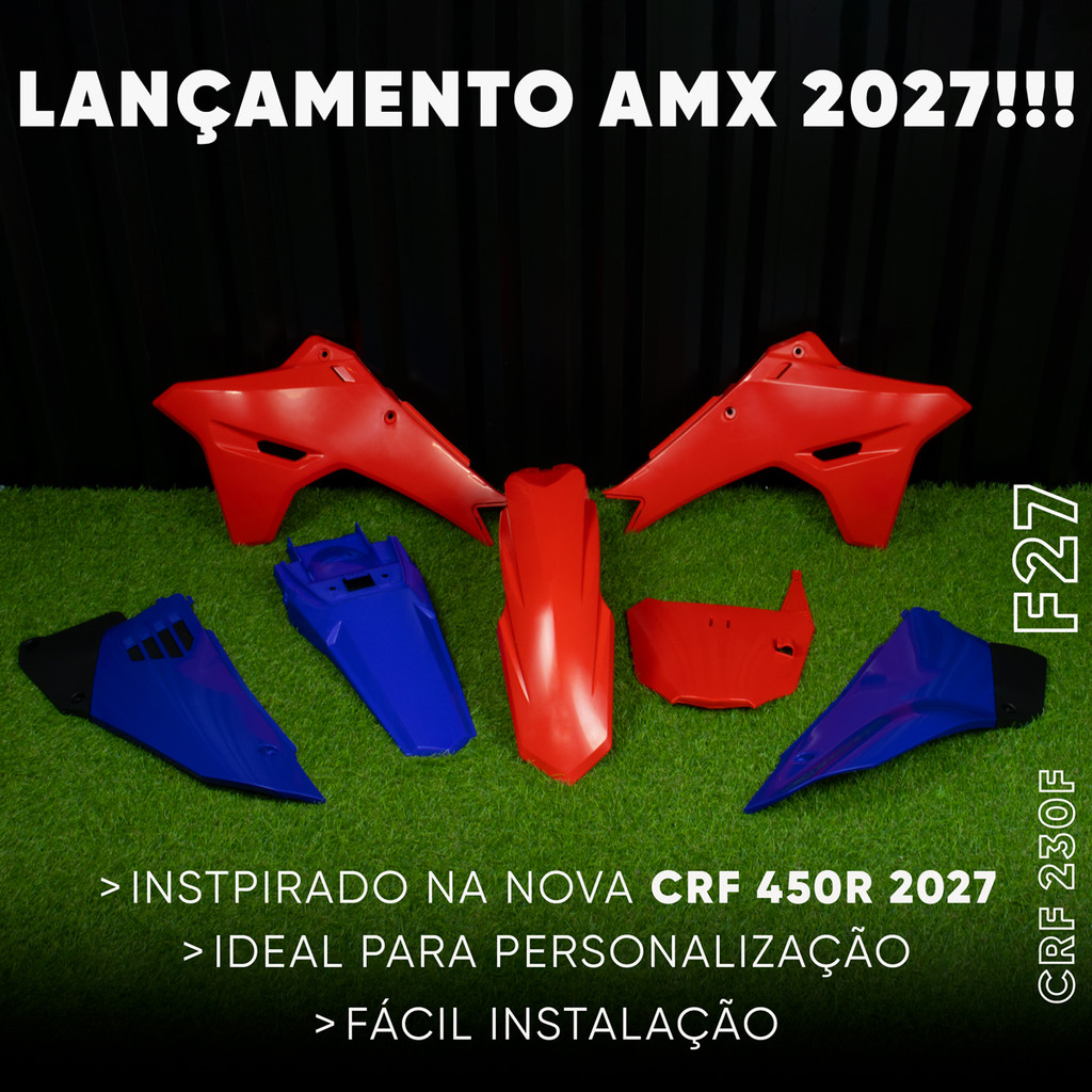 Kit Plástico Carenagem F27 Crf 230 F Com Number Adesivo PREMIUM F27 Amx — imagem 2 de 2