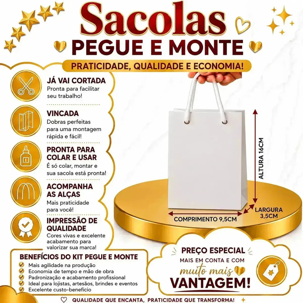 Sacolinhas Surpresa Personalizadas Chá Revelação Lembrancinha Aniversário Com Nome e Idade Festa Infantil Sacola Papel