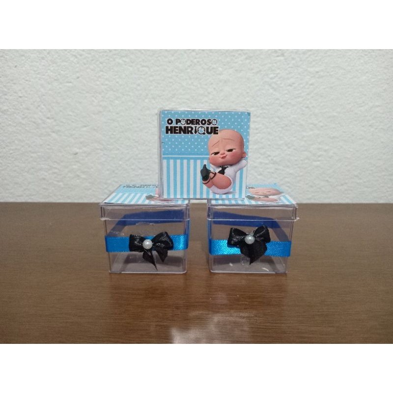 Kit de 10 caixinhas acrílica - tema Poderoso Chefinho, nome e idade personalizado