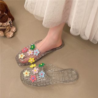 2026 novo estilo sapatos de cristal feminino plana transparente meia chinelos sandálias sapatos exteriores sapatos de ge