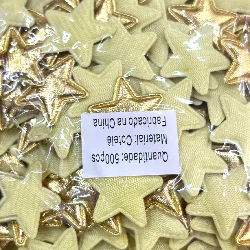 2*2cm 500pcs Aplique Estrela Dourada em Tecido Canvas para Laços e Artesanato — imagem 2 de 2