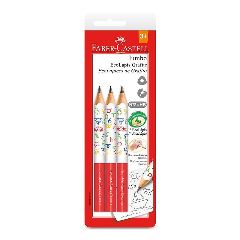 Lápis preto Jumbo nr 2B SM/1205J3\314570 com 3 unidades Faber-Castell