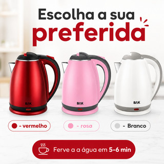 Chaleira Elétrica Automática 1,8L Jarra Elétrica Base Giratória 360- Aquece Rápido-Econômica 1100W