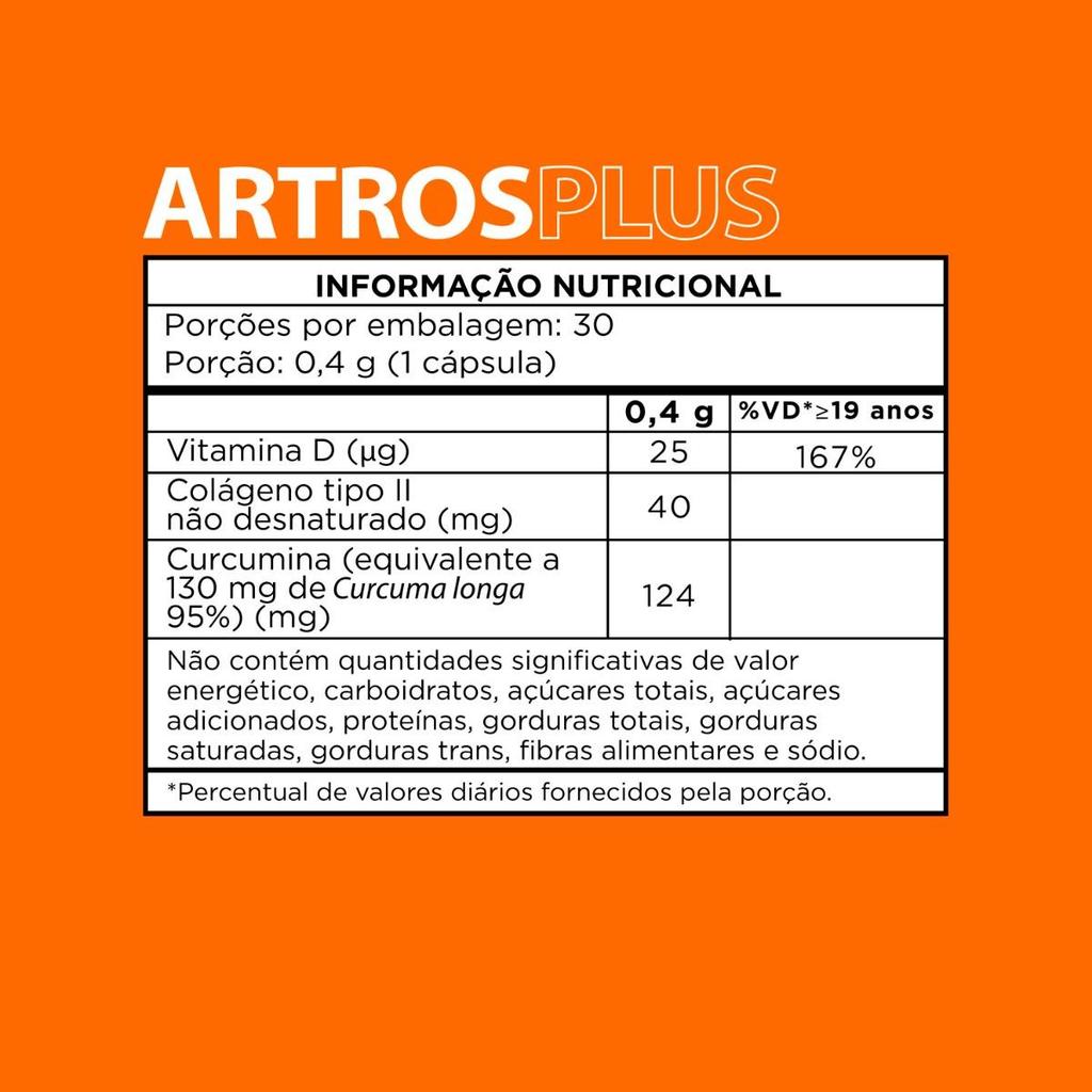 Colágeno Tipo2 UC-II 40mg+Cúrcuma 90 cápsulas - Artros Plus — imagem 2 de 2