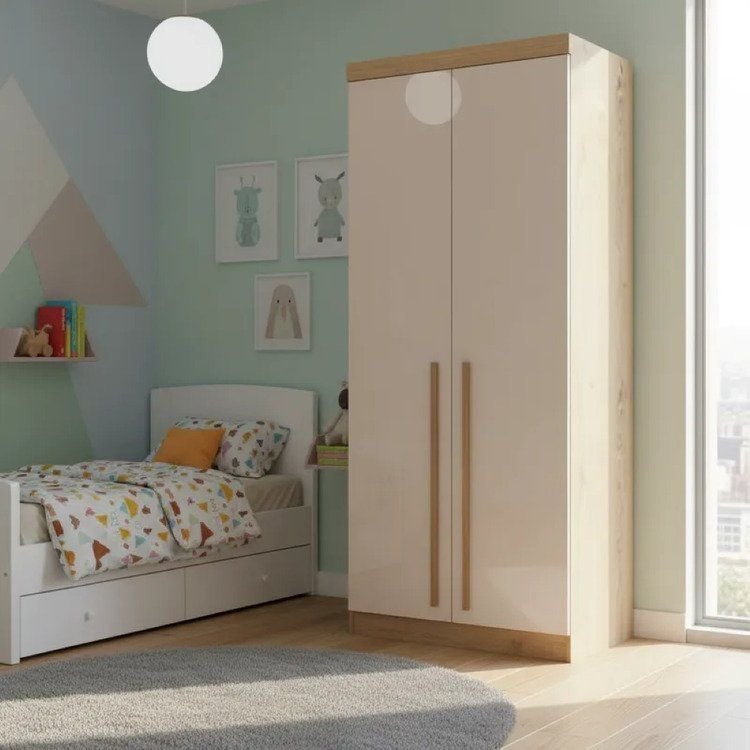 Guarda-Roupa Modulado 2 Portas com Prateleiras Infinity Marrom/Cedro/Blush Cedro/ Blush Line