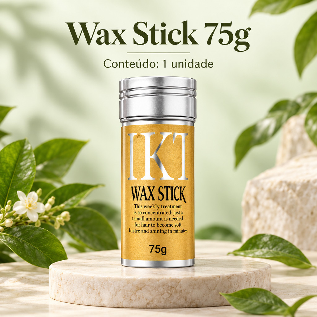 Cera Modeladora Cabelo 75g IKT Wax Stick Anti Frizz Baby Hair Fixador de Fios para Coque e Penteados