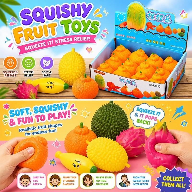 Frutas Legumes Brinquedos Mole Bolas De Alívio Do Estresse Lento Subindo Sensorial Fidget Moles