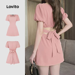 Lovito Vestido Casual Rosa Para Mulheres Para Primavera/verão L198ED1045