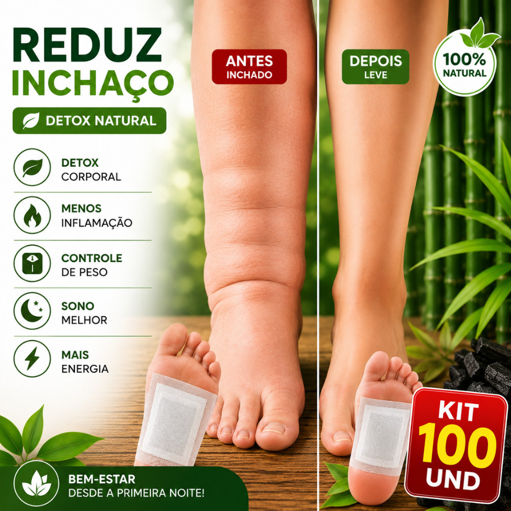 Detox para Pés Adesivo Relaxante Elimina Toxinas e Inchaço Desintoxicam-te Noturno