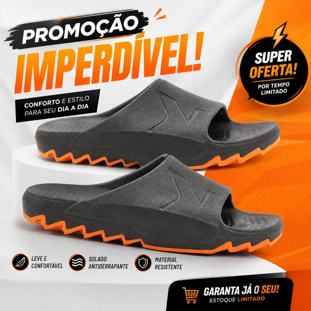 Chinelo Masculino Slide em EVA Confortavel Ideal Para Academia, Praia e Uso Diario com Conforto