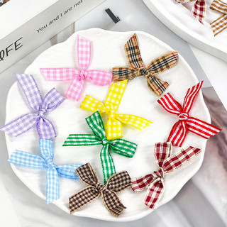 Fita de cetim com padrão quadriculado de 1cm de largura e laço, acessório artesanal DIY para decoração de vestuário, fit