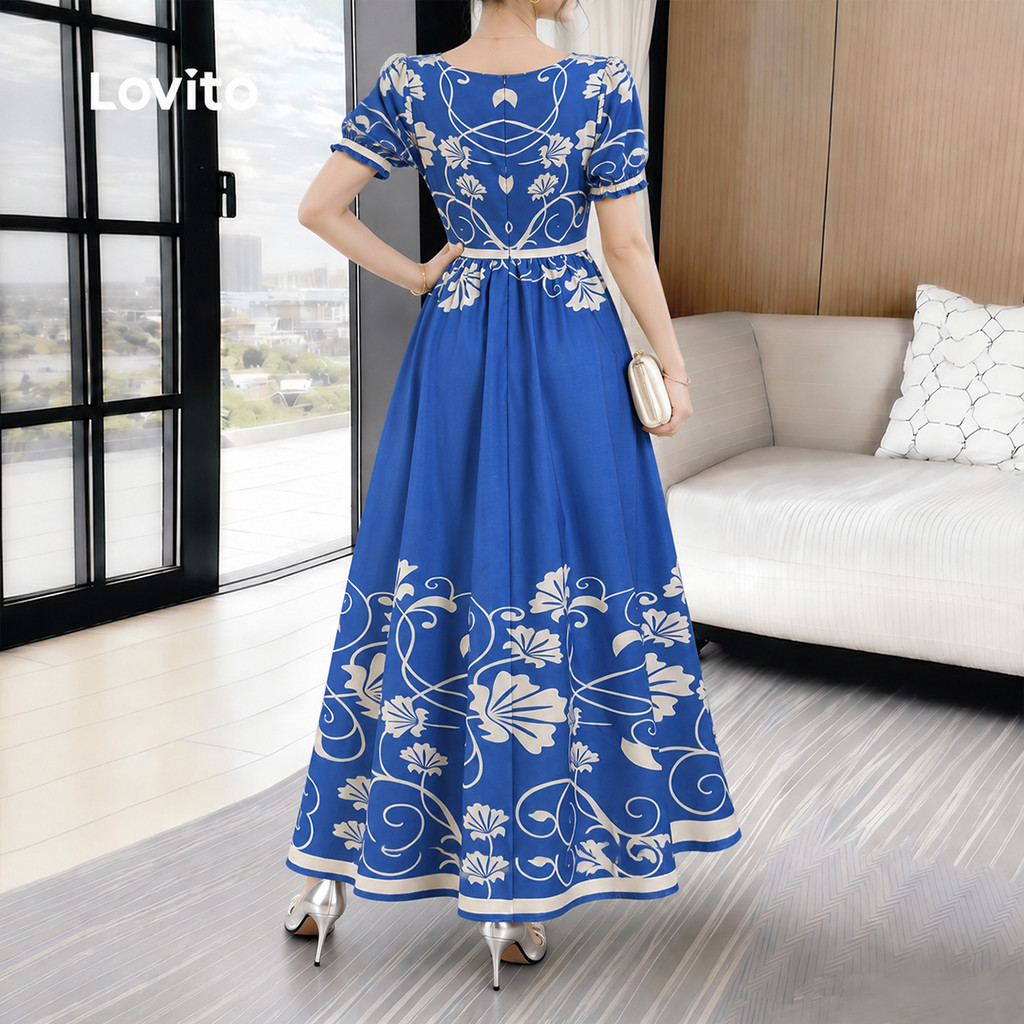 Lovito Vestido Boho com Estrutura e Pregas Na Primavera/verão Na Cor Verde para Mulheres LK6LD050 · foto 2