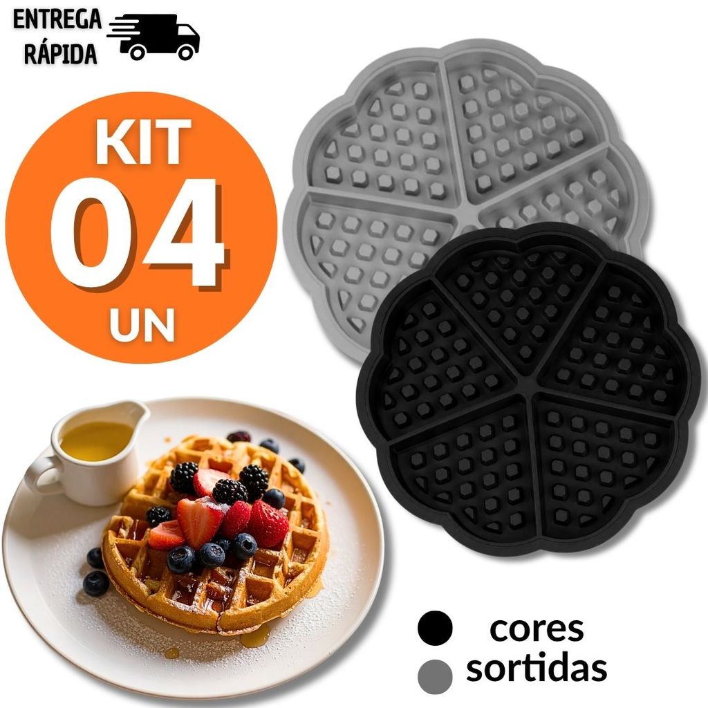 Formas de Silicone Waffle Panquecas Crocante Chocolate Ovo Air Fryer 5 Cavidades Antiaderente Multiuso Universal