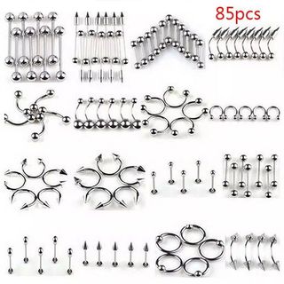 85 Pcs Língua Unhas Conjunto Misto Piercing Rosca Europeu Americano Nariz Unhas Sobrancelha Unhas Lábios Unhas Umbilicai